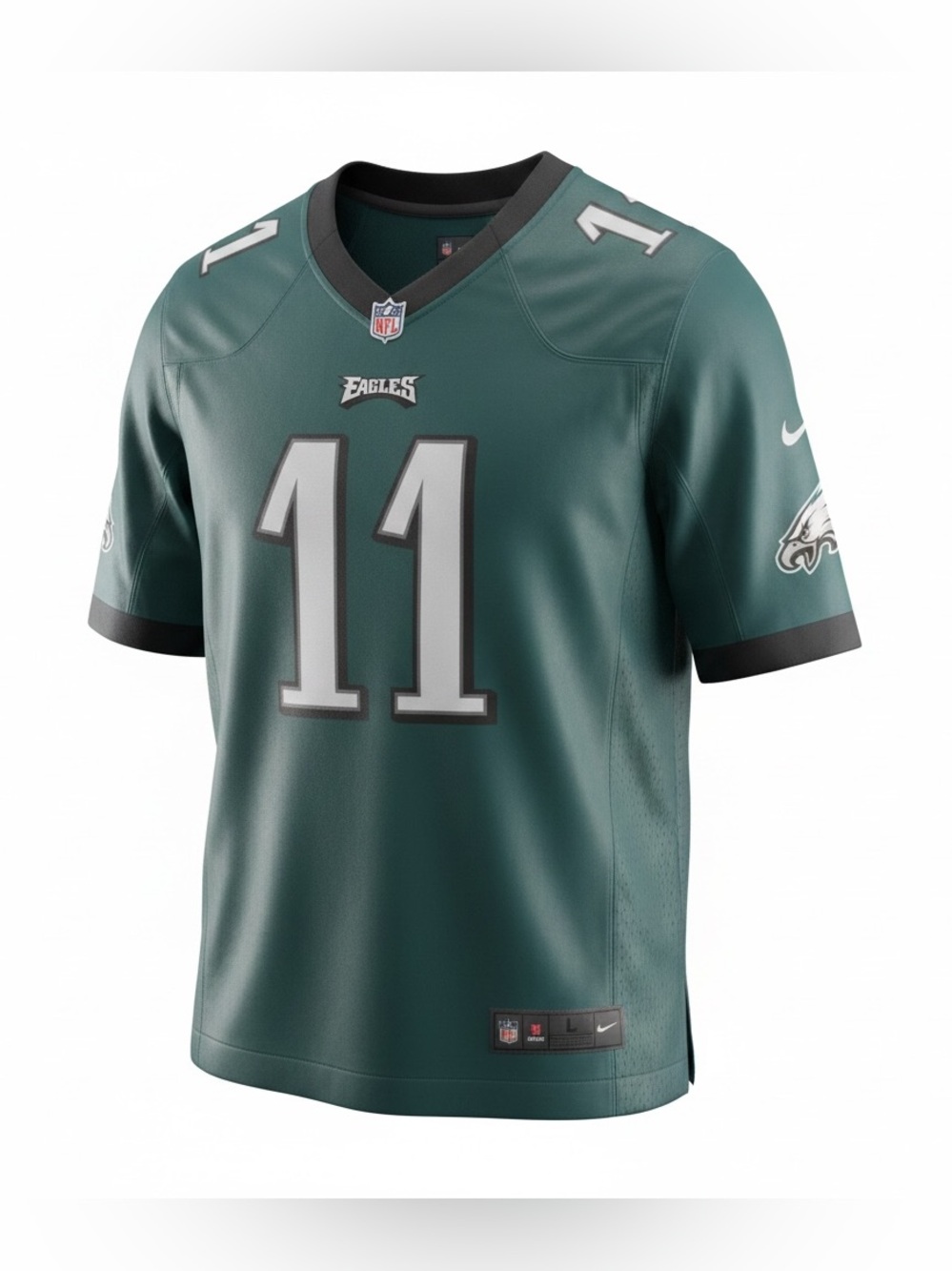 Nike Green and Black #11 Eagles Football Jersey